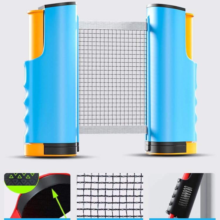 Adjustable Retractable Ping Pong Net & Post. Portable Table Tennis Nets & Clamps. Replacement Outdoor PingPong Net for Any Tables (Fits Tables Up to 2.0 inch Thick)