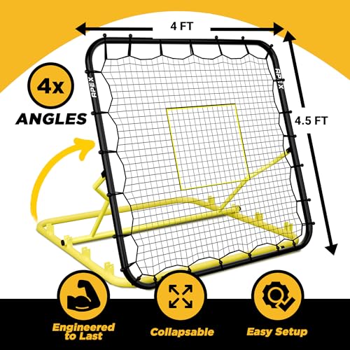Apex Sports 4x4.5 Ft Baseball Rebounder, Multi-Sport Trainer for Soccer and Volleyball, Adjustable Angles, Easy Storage, Durable Construction, Enhances Agility, Precision, Reflexes, Solo Practice
