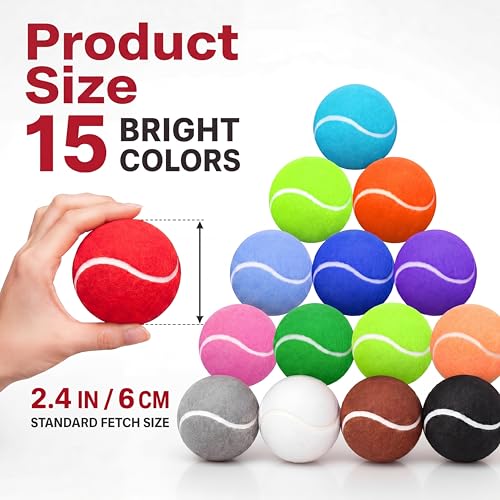 Yunsailing 30 Pcs Dog Tennis Balls 2.4 Inch Dogs Toy Balls Bright Colors Pet Training Toy for Small Medium Large Puppy Indoor Outdoor Interactive Training Exercise Games