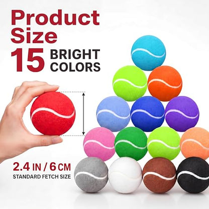 Yunsailing 30 Pcs Dog Tennis Balls 2.4 Inch Dogs Toy Balls Bright Colors Pet Training Toy for Small Medium Large Puppy Indoor Outdoor Interactive Training Exercise Games