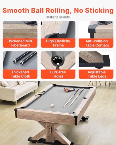 VEVOR 7ft 3-in-1 Multi Game Table with Dining, Pool, and Tennis Table, for Family Game Room Adults, Includes Full Set of Accessories, - style: Accessories