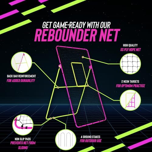 7x4 Ft Volleyball Rebounder Net; 6-Angle Adjustable Volleyball Training Aid and Video for Solo Practice; Durable Equipment for Bumping, Spiking, Lacrosse, Soccer, Tennis