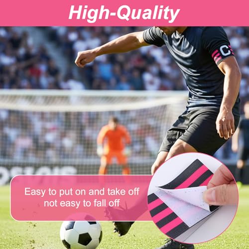 6 Pcs Captain Armbands, Black Soccer Captain Armband Adjustable Leader Armband Team Sport Armbands Football Rugby Basketball Player Band for Adult Youth Soccer Volleyball Team
