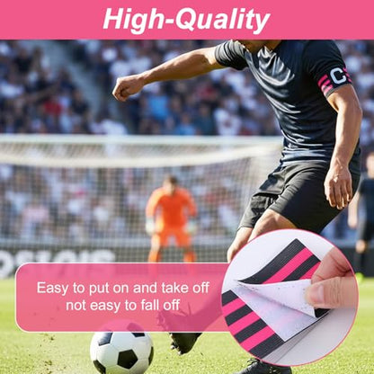 6 Pcs Captain Armbands, Black Soccer Captain Armband Adjustable Leader Armband Team Sport Armbands Football Rugby Basketball Player Band for Adult Youth Soccer Volleyball Team