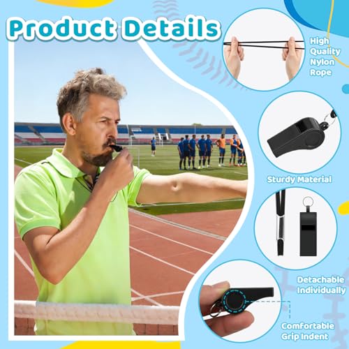 Mototo 72/144/200 PCS Plastic Whistle for Coach with Lanyard Loud Crisp Sound Sports Referee Whistle Multicolor Bulk for Adults Coaches Referees Teachers Officials Polices
