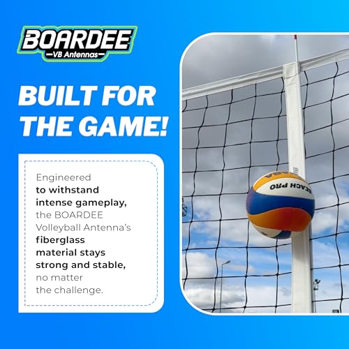 PRO Volleyball Antenna Set – Foldable Fiberglass Volleyball Net Antennas with Heavy-Duty Vinyl Antenna Sleeves for Indoor & Beach Volleyball Nets