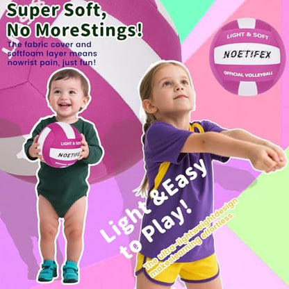 Soft Volleyball-Super Soft Fabric Light Volleyball for Indoor Practice Safe and Quiet Kids Youth Beginners House Yard Training Practice Games(Deflated) - color: Purple,white