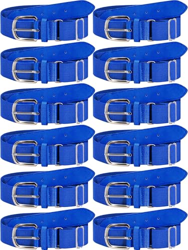 12 Pieces Baseball Belts Bulk Softball Belts Packs Leather Belt Adjustable Softball Belt Stretch Sports - color: Blue, size: Adult Size