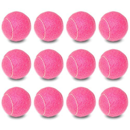 URBEST Tennis Ball 12 Packs Training Tennis Balls Practice Balls for Novice Player, Pet Dog Playing Balls with Mesh Carry Bag - color: Pink