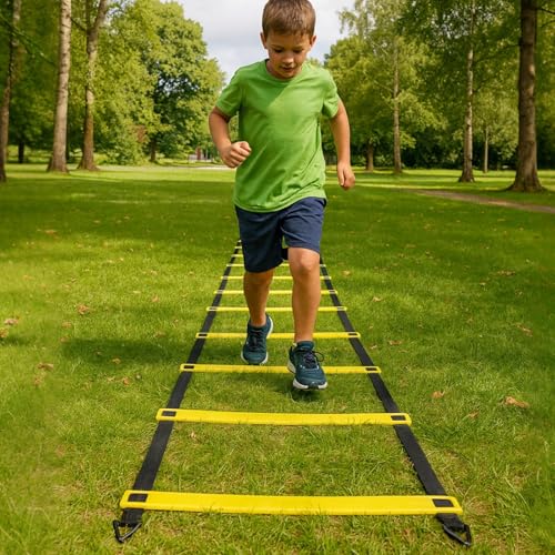 Soccer Training Set: 19.7 Ft Agility Ladder with 10 Cones, 12 Rung, Carry Bag