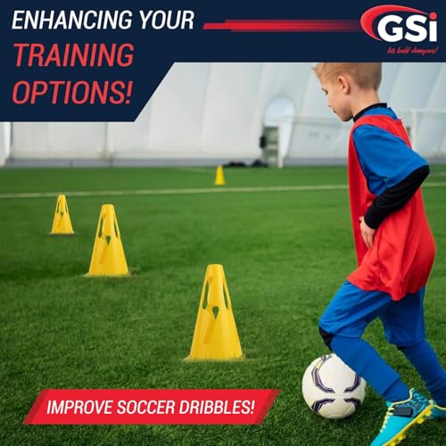 GSi Hurdle Training Cones | Multi Pack Sets | Dual Purpose Agility Cones with Holes | Ideal for Soccer, Kids, Dog, and Sports Training - style: 9" with Slit - 12 Pack