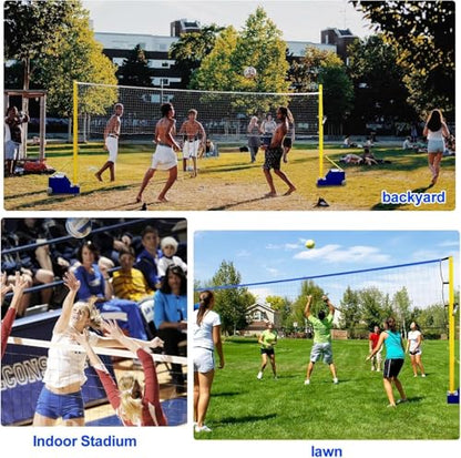 5ft-6.8ft Volleyball Poles, Volleyball/Badminton Net with Stand, Volleyballs Net Stand with Heavy Duty Base, Indoor & Outdoor Volleyballs Poles, Badminton Pole Set for Adults Kids School