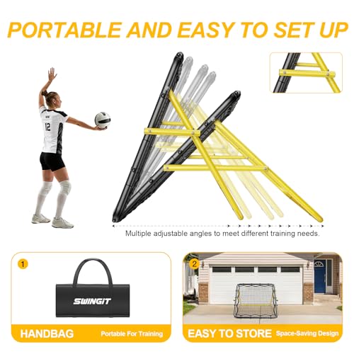 Adjustable Volleyball Rebounder Net 7x4FT/4x4FT– Bounce Back Practice Equipment for Volleyball Spike, Serving Trainer for Lacrosse Training, Ideal for Outdoor Indoor and Backyard Training - size: 4FTx4FT