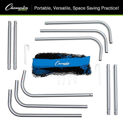 Champion Sports Football Kicking Screen - Powder Coated Steel - Extra Deep Pocket - White/Blue