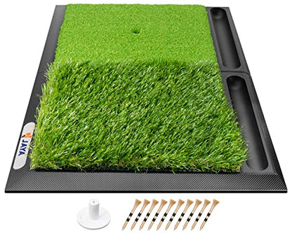JAYA Golf Hitting Mat with Heavy Rubber Base, Foldable Golf Practice Mat for Indoor & Outdoor Training, Dual Turf Fairway & Rough Grass Mat for Swing, Chipping and Driving Practice - size: 25" x 17"