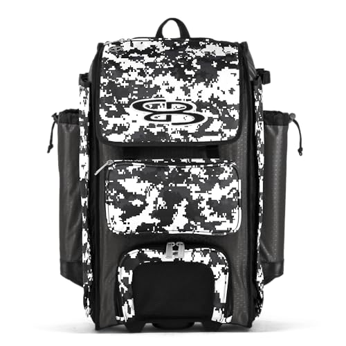 Boombah Catchers Superpack Hybrid Rolling Digital Camo Bat Bag - Multiple Colors - Wheeled & Backpack Version - color: Charcoal/Black_C23