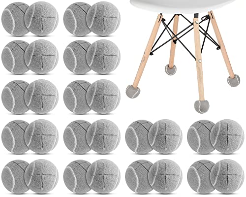 Macarrie 40 Pieces Precut Tennis Balls for Chairs Tennis Ball Chairs Foot Covers for Furniture Leg Classroom Floor Protection Chair Desk Legs Coverings(Gray) - color: Grey