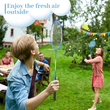 Woanger 8 Pack Badminton Rackets Set Including Badminton Racquets, Nylon Shuttlecocks and Carry Bag for Outdoor Backyard Games Beginners - color: Red & Blue
