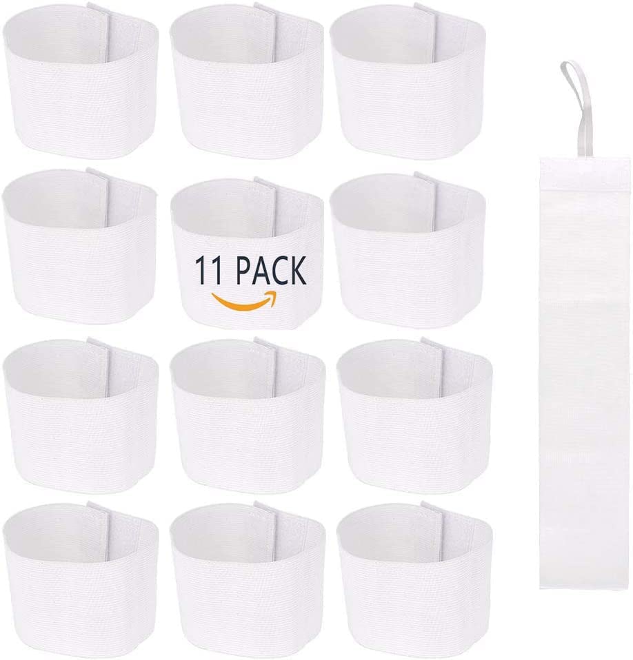 11 Pcs White Armbands Soccer Football Rugy Captain Armbands Mourning Armband for Multipurpose Use,DIY,Restaurant,Team Sport,Hospital,School