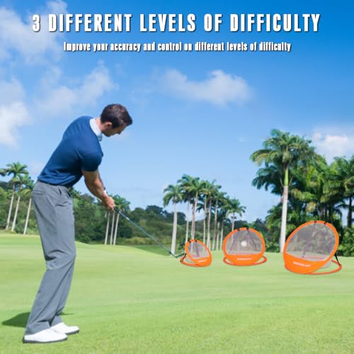 Professinoal Golf Chipping Net with Golf Hitting Mat,12 Practice Foam Balls and 2 Pixing Pins, for Indoor and Outdoor Target Chipping Training - style: 3*Chipping Net+Tri-Turf Hitting Mat
