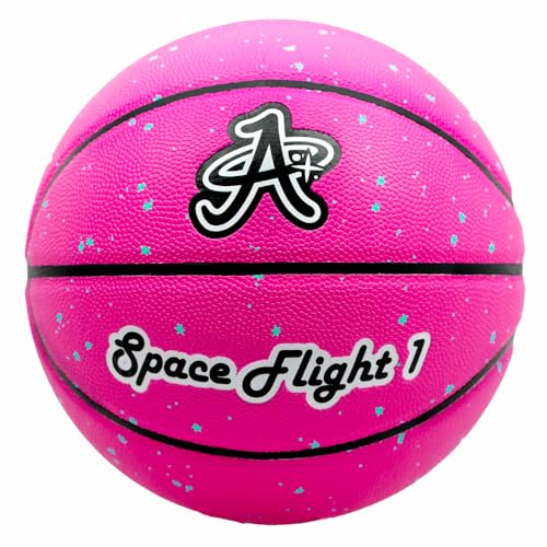 Space Flight 1 Official Basketball, Leather Game Ball; Indoor/Outdoor Court, Size 7, 29.5" Adult - color: Planetary Pink