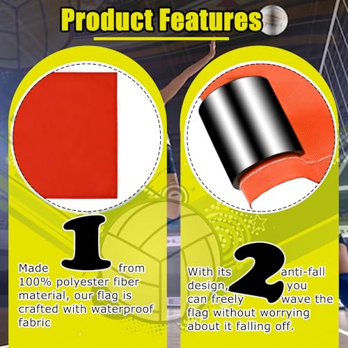 Volleyball Line Judge Flags, 4-Pack Referee Flags for Volleyball Matches
