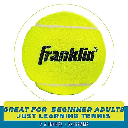 Franklin Sports Pressureless Tennis Balls - Official Size, Low Pressure - Great for Training + Practice - Low Bounce - All Court Surface - Carry Bag Included - style: 12 Balls