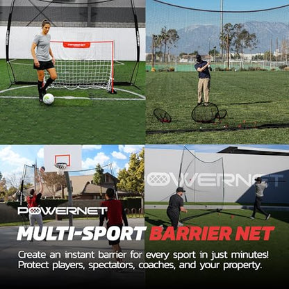 PowerNet Portable Sports Rebounder -Basketball, Volleyball, Soccer, Baseball, Softball and Lacrosse, Backyard & Garage Backstop, Indoor Outdoor Safety Net for Protection - style: 16x10 BLACK Net