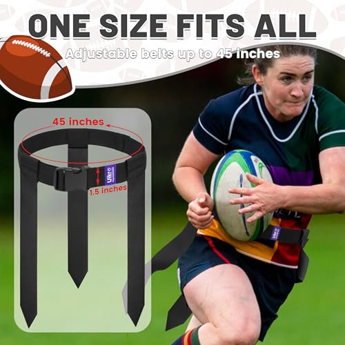 Flag Football Belts, 7 Player Flag Football Set, 21 Flags for Flag Football for Kids Youth Adults Training Sports - color: Black