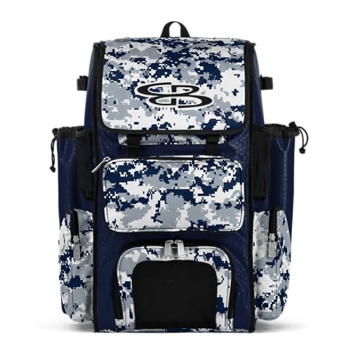 Boombah Superpack Bat Pack - Backpack Version (no wheels) - Holds 4 Bats - Camo Series - Multiple Color Options - color: Navy/Gray_C23
