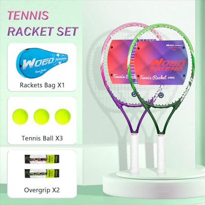 19" 23" 25" Kids Tennis Racket Junior/Youth Tennis Racquet with Tennis Ball Carry Bag Overgrips Vibrations Dampers… - color: 19 Inch
