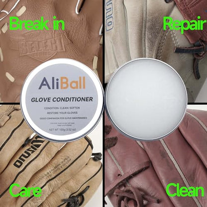 Aliball Heavy Baseball Glove Break-in Kit - Real One-Piece Solid Construction, Mallet, Conditioner for Adult & Youth Gloves