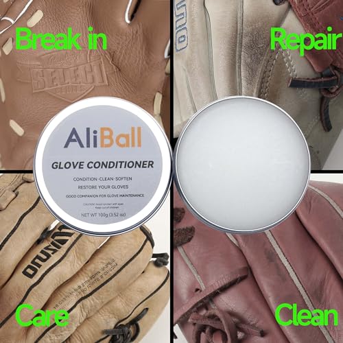 AliBall AliBall Professional Baseball/Softball Glove Break-in Conditioning Kit - 5 Piece Set with Solid Construction Mallet, Universal Fit for Adult & Youth