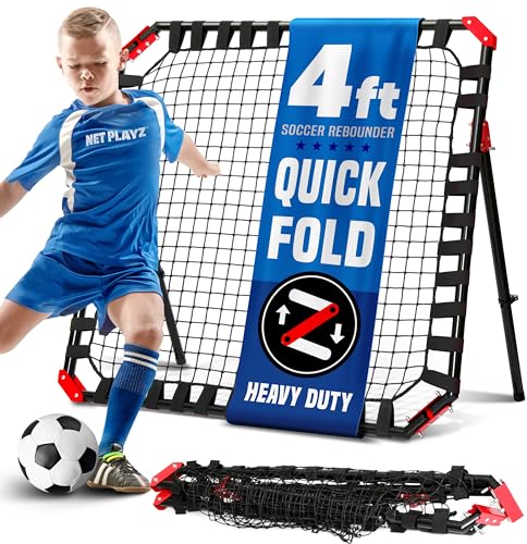 NET PLAYZ Soccer Rebound Net Rebounder Skill Training Gifts, Aids & Equipment for All Ages-Kick-Back/Perfect Storage