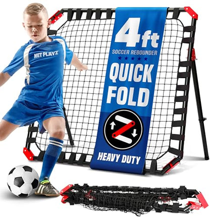 NET PLAYZ Soccer Rebound Net Rebounder Skill Training Gifts, Aids & Equipment for All Ages-Kick-Back/Perfect Storage
