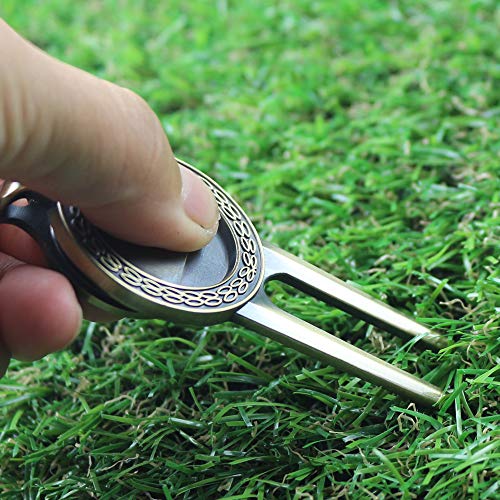 Golf Divot Repair Tool with Golf Club Skull Ball Marker Golf Gift for Golfer (Skull)