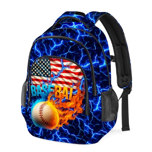 Baseball Backpack for Kids,School Bookbag Large Capacity Adjustable Bookbag Durable Lighting Multi Pockets School Bag Daypack Travel (Baseball) - color: Baseball