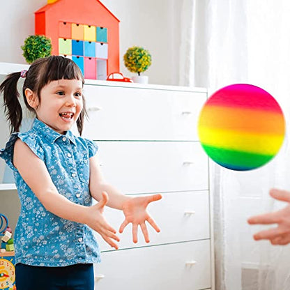 Mic Playground Balls Kickballs 8.5 Inch, Rainbow Playground Ball Set for Kids and Adults, Kick Balls for Indoor & Outdoor Schoolyard Games with Hand Pump(4 Pack, Bulk Available)
