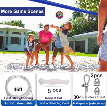 Professional Volleyball Net Outdoor Heavy Duty with Aircraft Steel Cable, Upgraded Weather Resistance, Tear-Resistant Frame, 32x3FT Portable Volleyball Net for Indoor Outdoor Sports