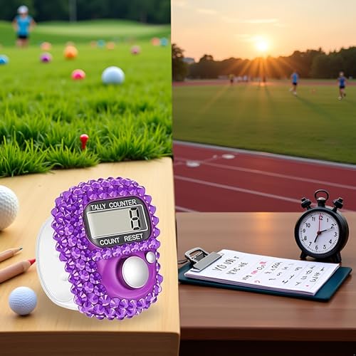 Electronic Finger Tally Counter Clicker Counter,Portable Digital Display Tally Counter,Convenient Resettable Mini Lap Counter for Golf Goods Counting Accessories,Track and Field Lap Counters - color: Purple