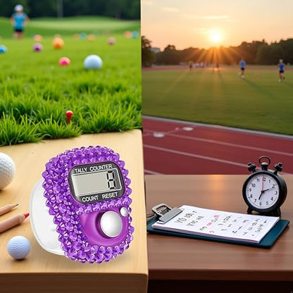 Electronic Finger Tally Counter Clicker Counter,Portable Digital Display Tally Counter,Convenient Resettable Mini Lap Counter for Golf Goods Counting Accessories,Track and Field Lap Counters - color: Purple