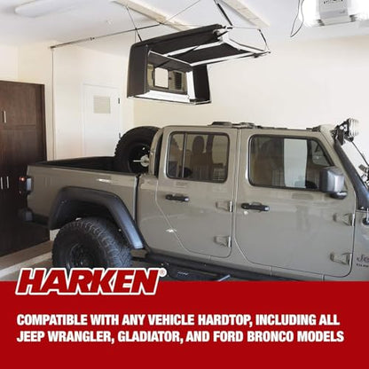 HARKEN - Truck Cap Overhead Garage Storage Hoist, Self-Leveling, Safe Anti-Drop System, Easy One-Person Operation, Smart Garage Organization - 7806.12 - size: 12 ft Ceiling, 200 lb Max