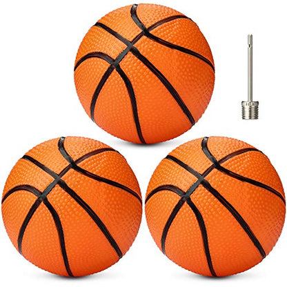 Gejoy 7 Inch Mini Basketballs Set of 3 with Ball Pump Needles Inflatable Mini Hoop Basketball Replacements Pool Party Balls Kids Adults Indoor Outdoor Sports Summer Beach Games, Orange