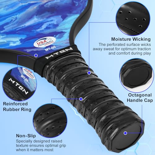 Pickleball Paddles Set of 2 or 4, or Single Paddle – USAPA Approved Fiberglass Surface Pickleball Rackets Set for Men & Women - color: Lake White*4