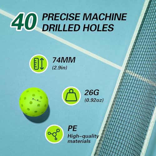 Crack Resistant | 40 Hole Outdoor Pickleball | 6-Ball Set with Colorful Box | Pickleball Gifts for Women,Men Beginners and Professionals