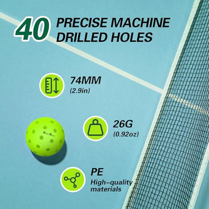 Crack Resistant | 40 Hole Outdoor Pickleball | 6-Ball Set with Colorful Box | Pickleball Gifts for Women,Men Beginners and Professionals