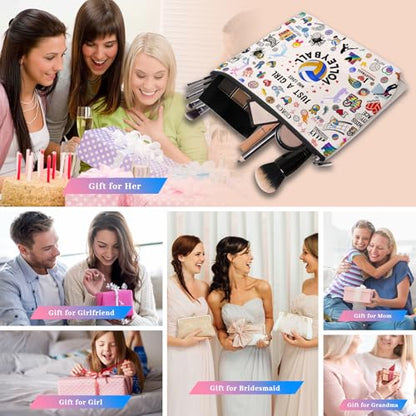 Volleyball Gifts Makeup Cosmetic Bag for Women, Volleyball Stuff Accessories for Volleyball Players Teams, Volleyball Travel Bag Pouch Purse for Men Women