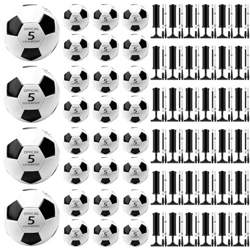 NICEMOVIC Deflated Soccer Balls Size 5 Bulk with Pumps, Operation Christmas Bulk Items for Adults Donation Charity Train Practice Game, Deflated Soccer Balls with Pump Needles Set - size: 96 Pack