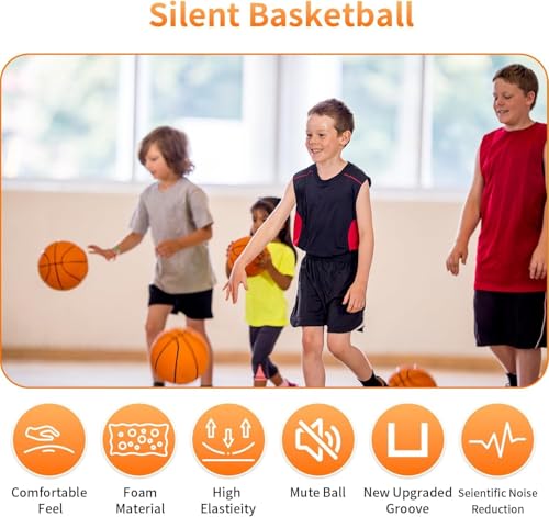 RVOGJP Silent Basketball Size 7 (29.5") - Upgrade Foam Basketball Arcade Game Indoor,Ball for Quiet Dribbling and Indoor Training,Pro PU Foam Ball – Higher Bounce