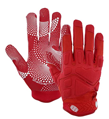 Seibertron Pro 3.0 Twelve Constellations Elite Ultra-Stick Football Receiver Gloves | Super Sticky Grip for Youth Kids Boys 8-12 Girls & Adult Men & Women, Perfect Sports Gift - color: Red Breathable, size: M Youth